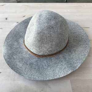 Abercrombie & Fitch Hat Fedora Womens One Size Gray Felt Wide Brim Braided Band